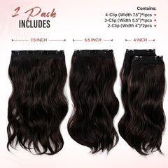 ZQIAN BEAUTY four-piece clip-in extensions in dark brown for fuller hair