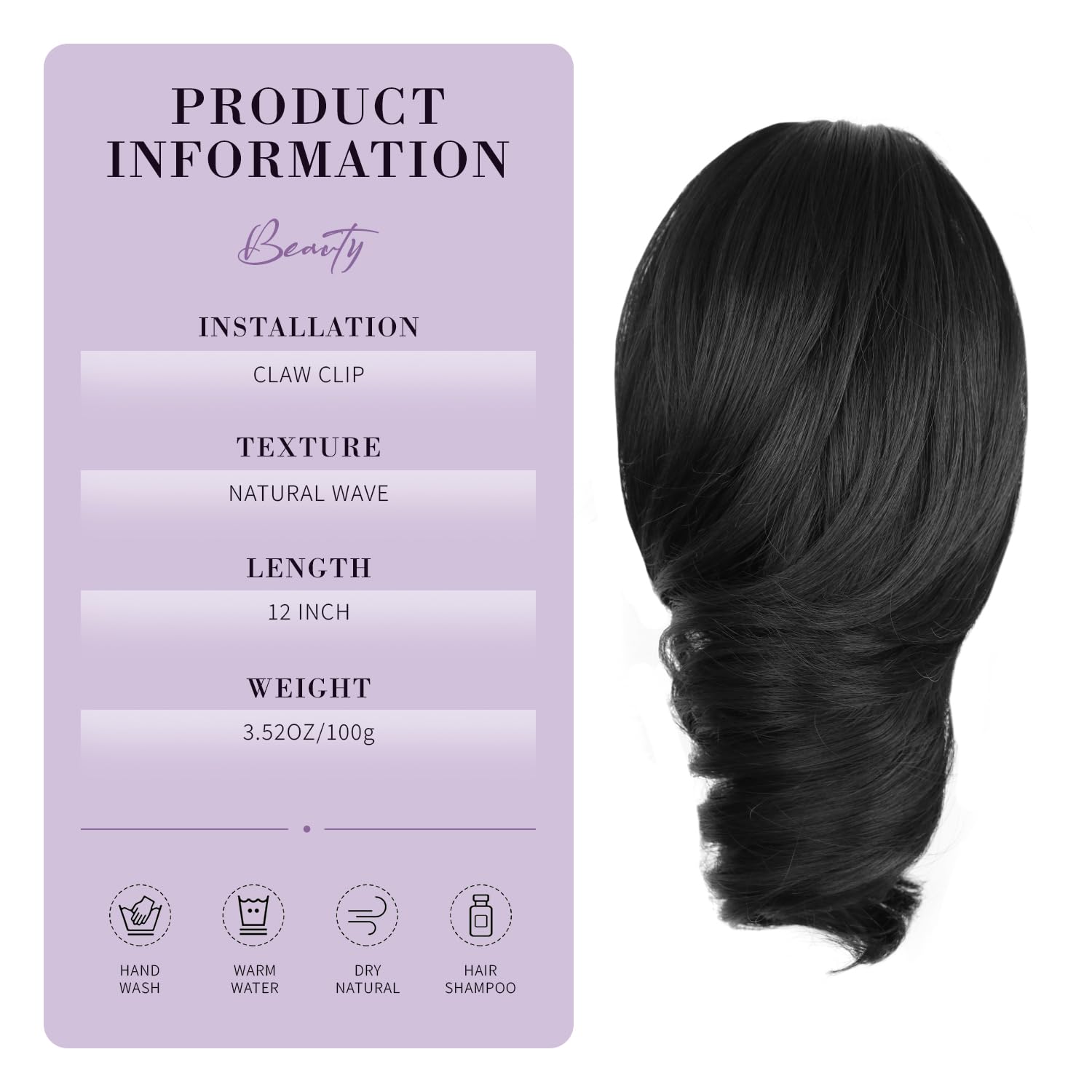 Soft synthetic fibers of the ZQIAN BEAUTY ponytail look natural and full