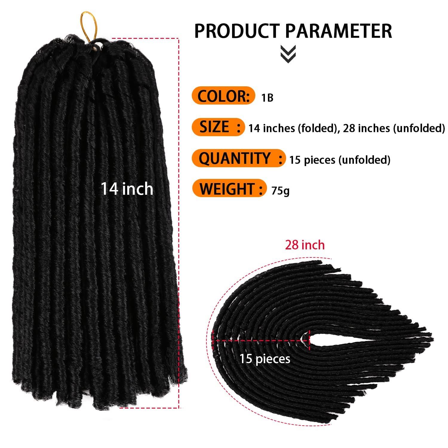ZQIAN BEAUTY urban soft dread hair fiber swatch demonstrates gentle texture.
