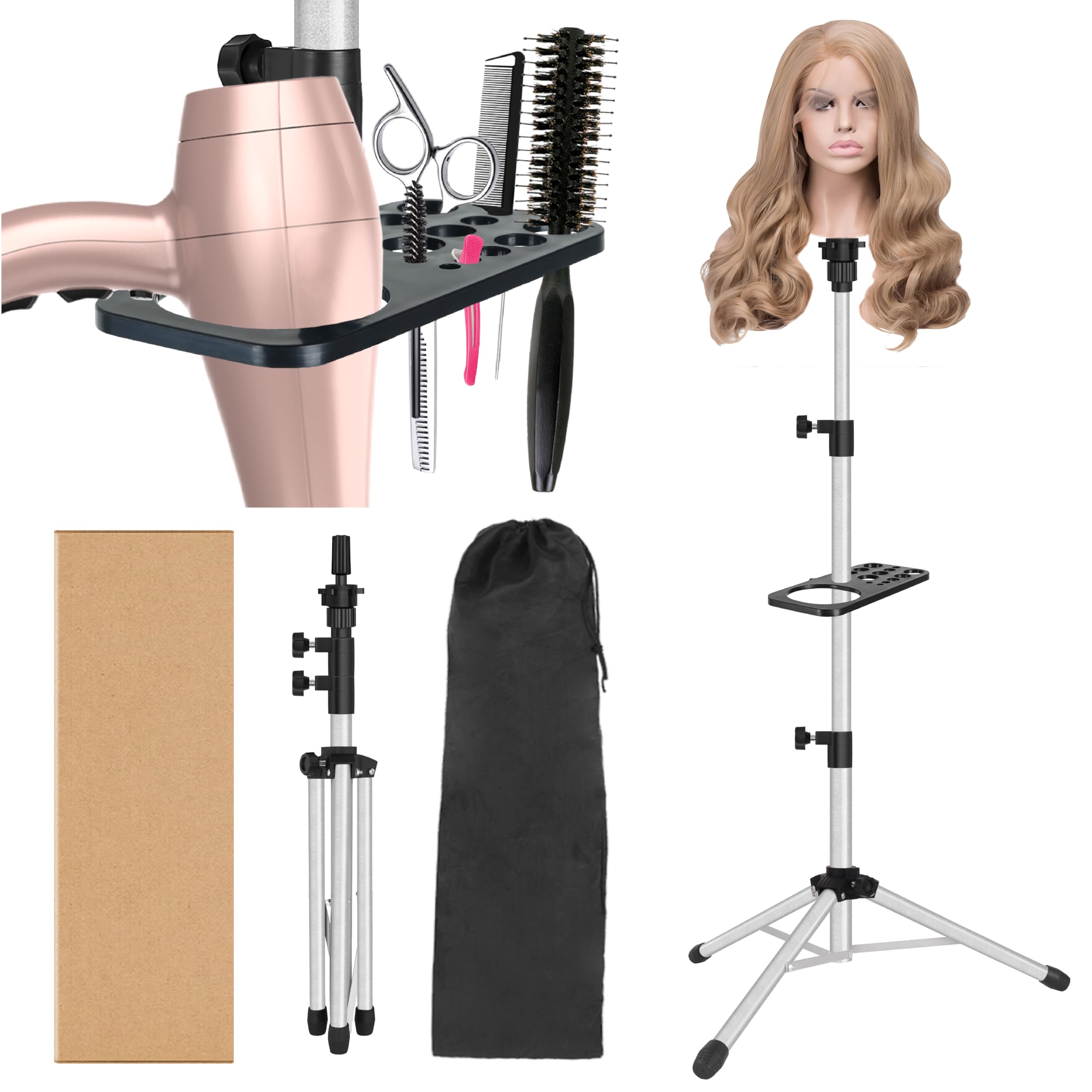 ZQIAN BEAUTY wig stand tripod 50 inch keeps your training head steady for precise cuts.