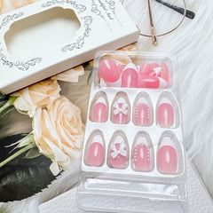 ZRETHFB full-cover French false nails for seamless manicure and comfortable fit.