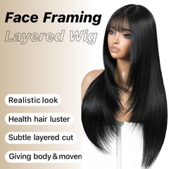 ZRLK layered wig with bangs provides a soft, realistic appearance.