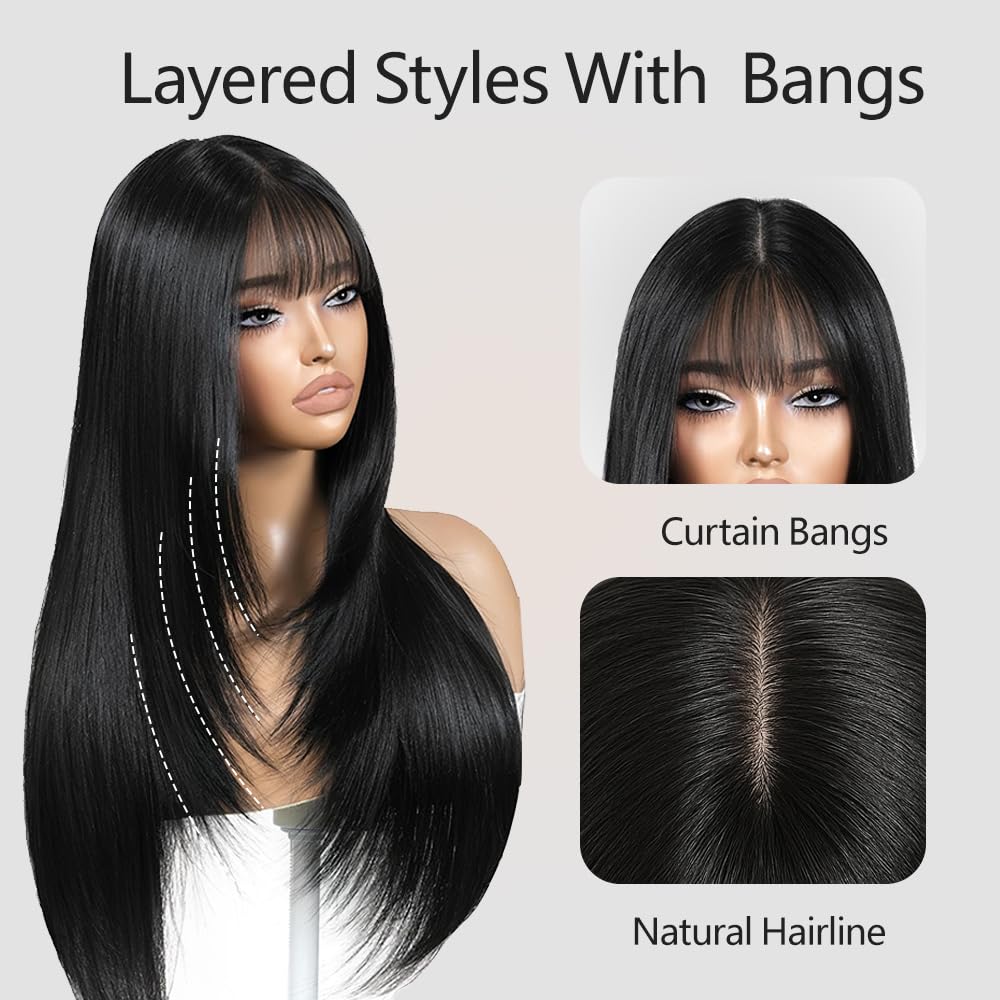 ZRLK long wavy wig with bangs suited for party-ready styling.