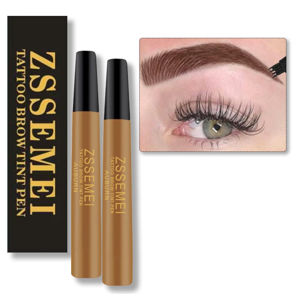 ZSSEMEI auburn eyebrow pen close-up of the four-pronged tip for natural brows.