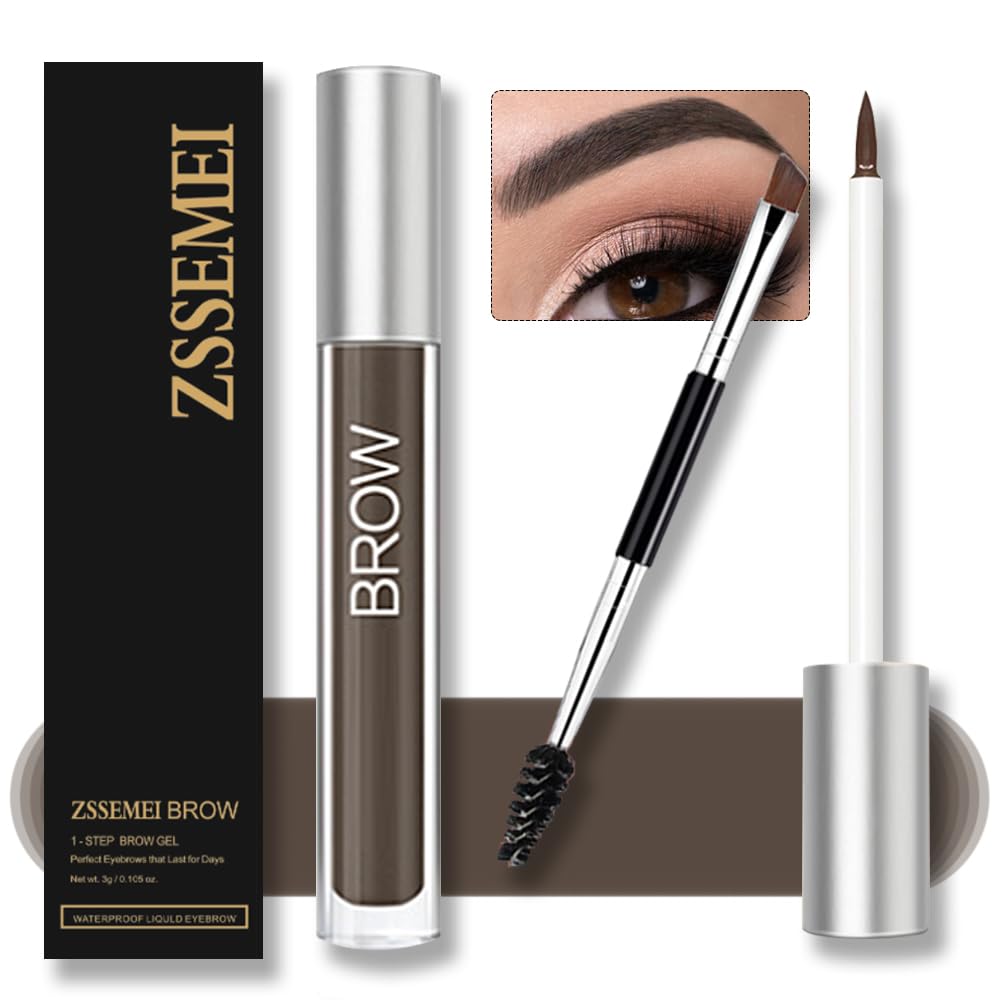 ZSSEMEI waterproof eyebrow gel bottle showing long-lasting color