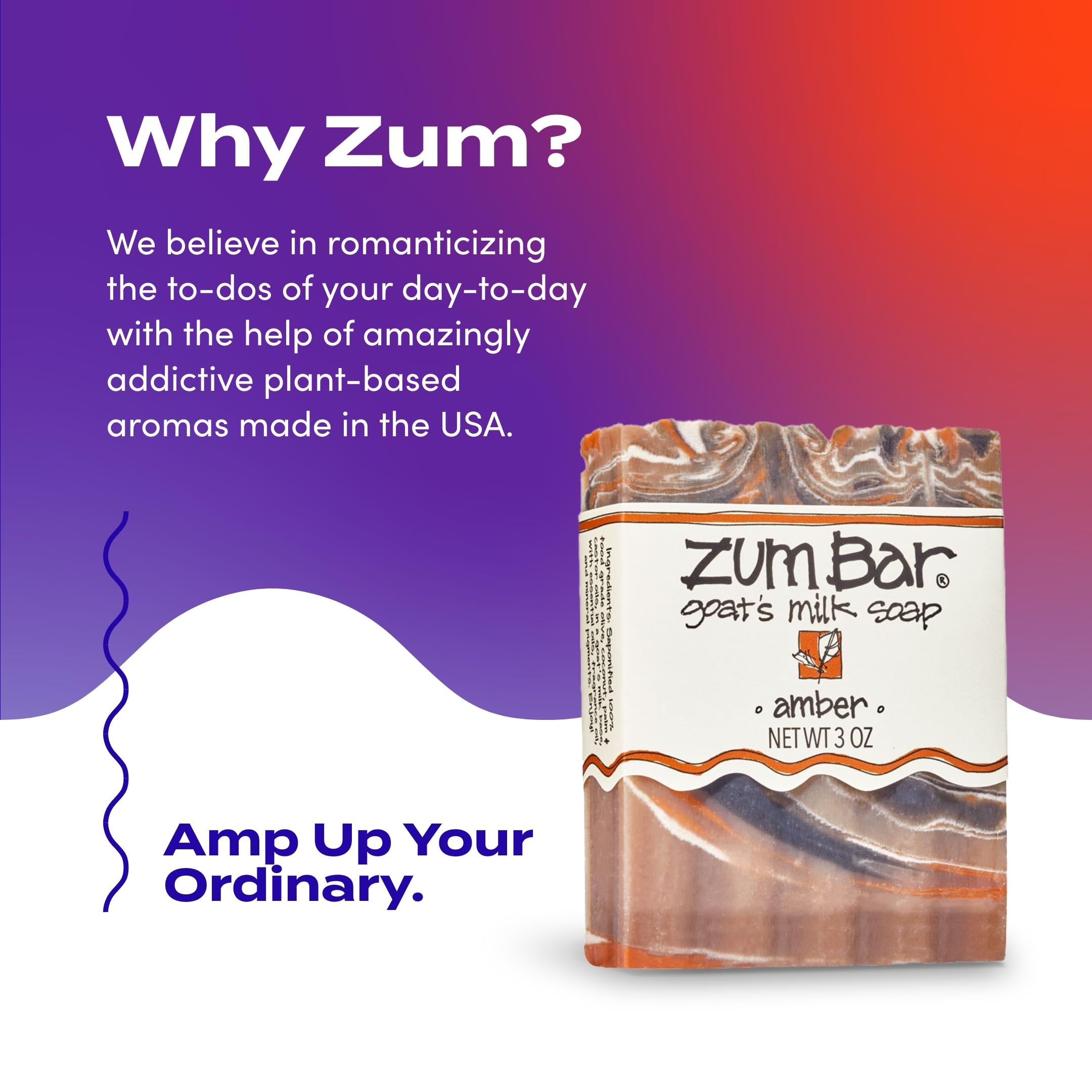 Zum Indigo Wild Goat Milk Soap Amber bar with lavender, vetiver and patchouli notes