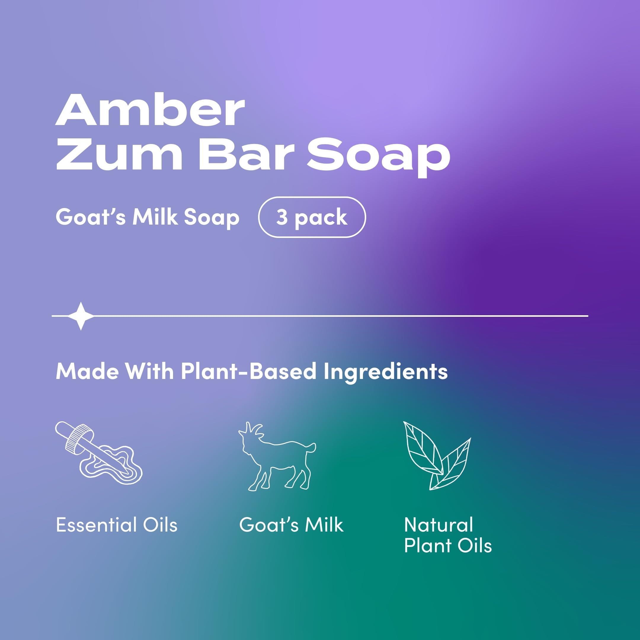 Zum Indigo Wild Amber soap label closeup with essential oils detail.