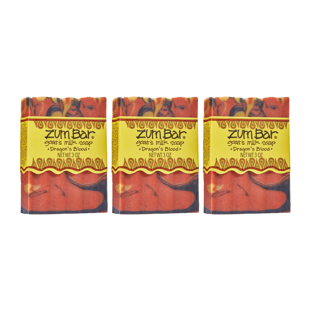 Zum Indigo Wild Goat's Milk Soap Bar Dragon's Blood packaging for a 3-pack.