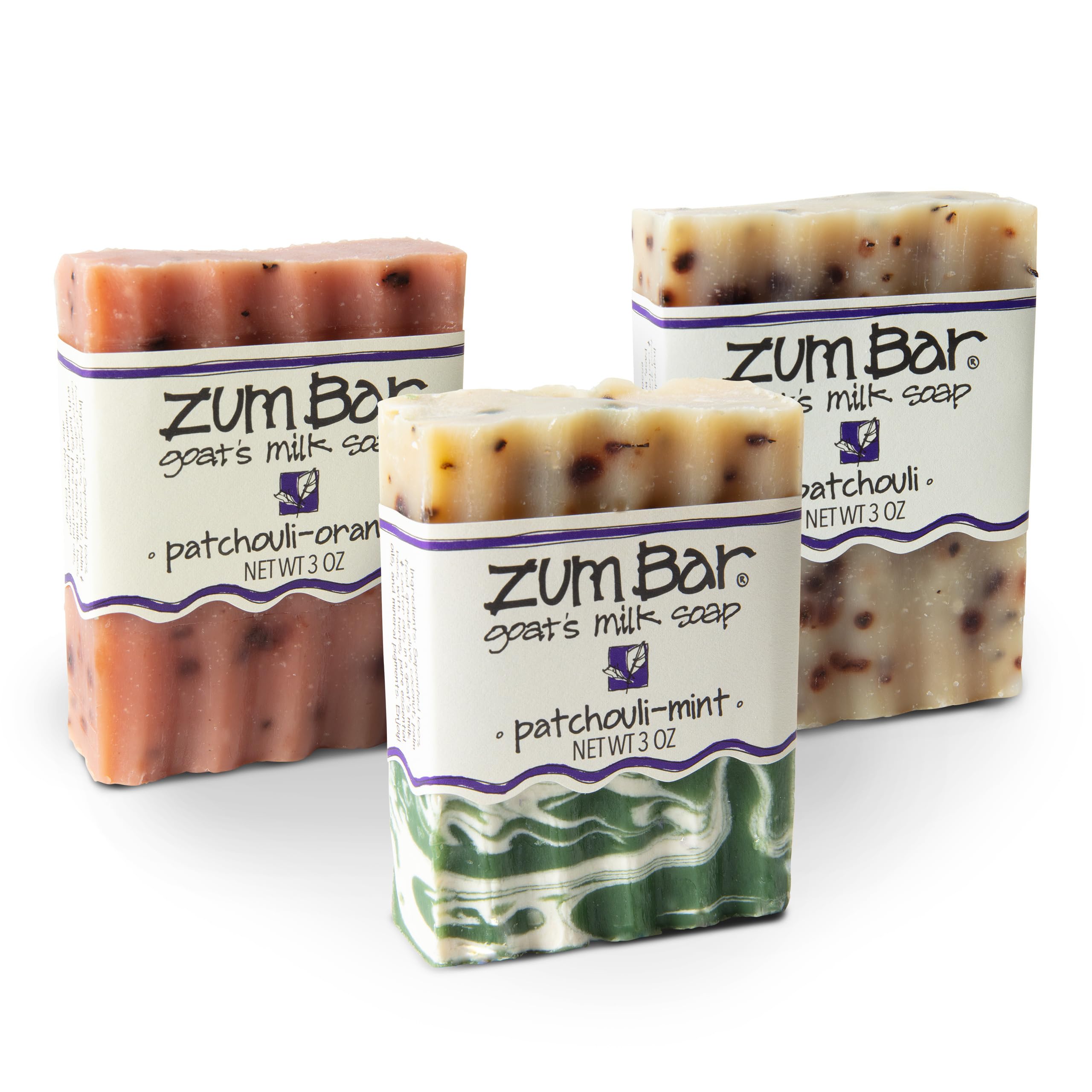 Zum Indigo Wild Goat Milk Soap Bar with patchouli blends for rich lather and versatile use