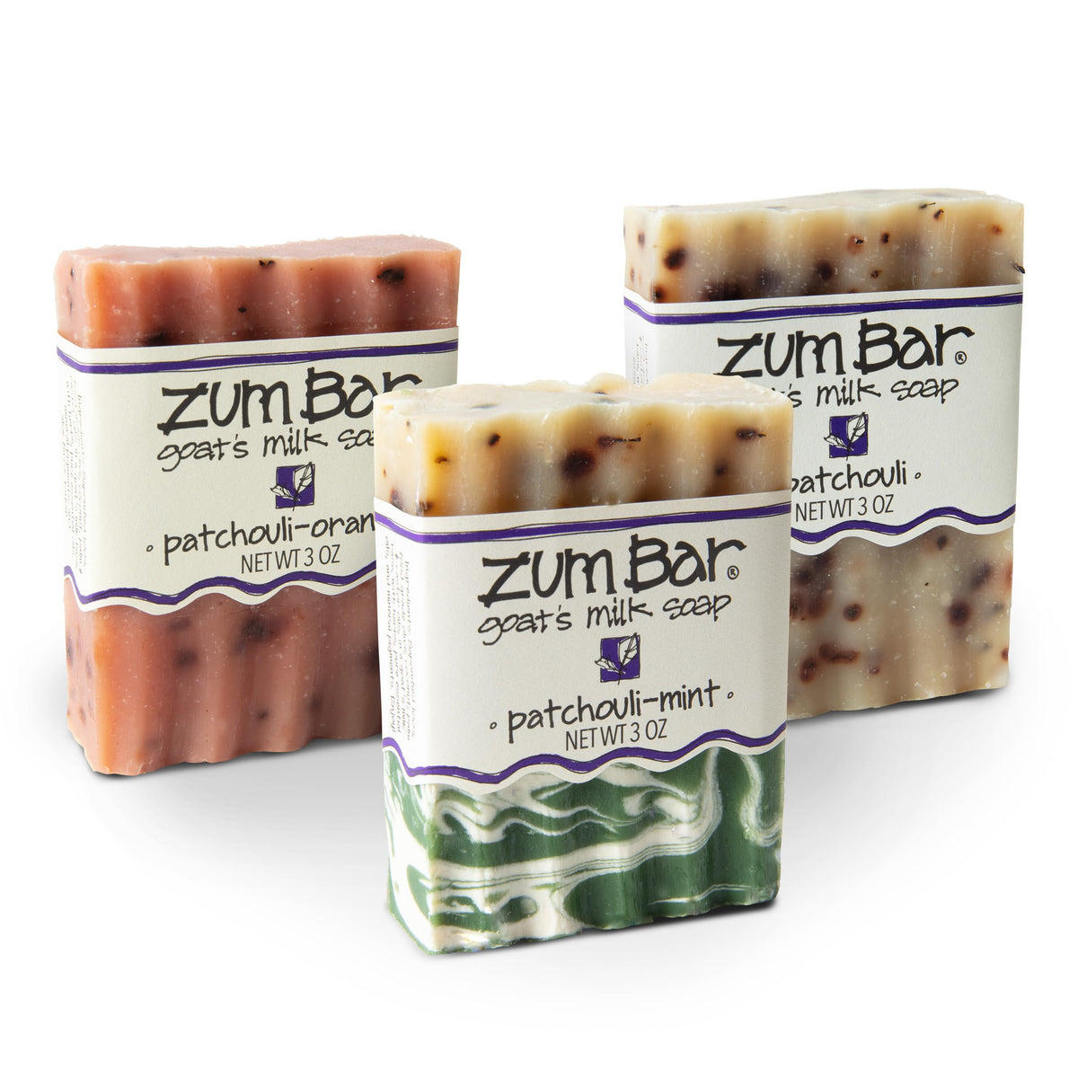 Zum Indigo Wild Goat Milk Soap Bar with patchouli blends for rich lather and versatile use