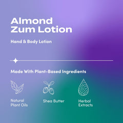 Zum Indigo Wild almond lotion pump for quick, on-the-go hydration.