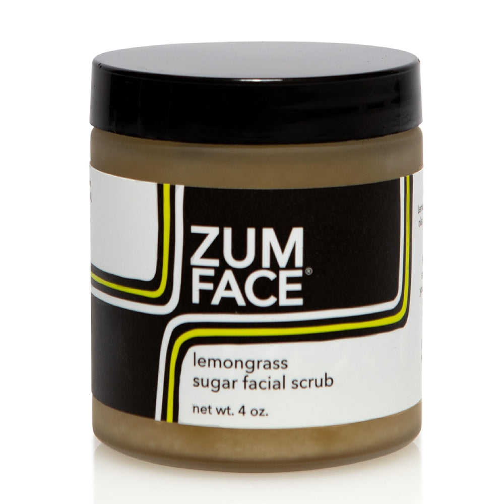 Zum Indigo Wild Face Sugar Scrub packaging shows eco-friendly materials for at-home spa vibes