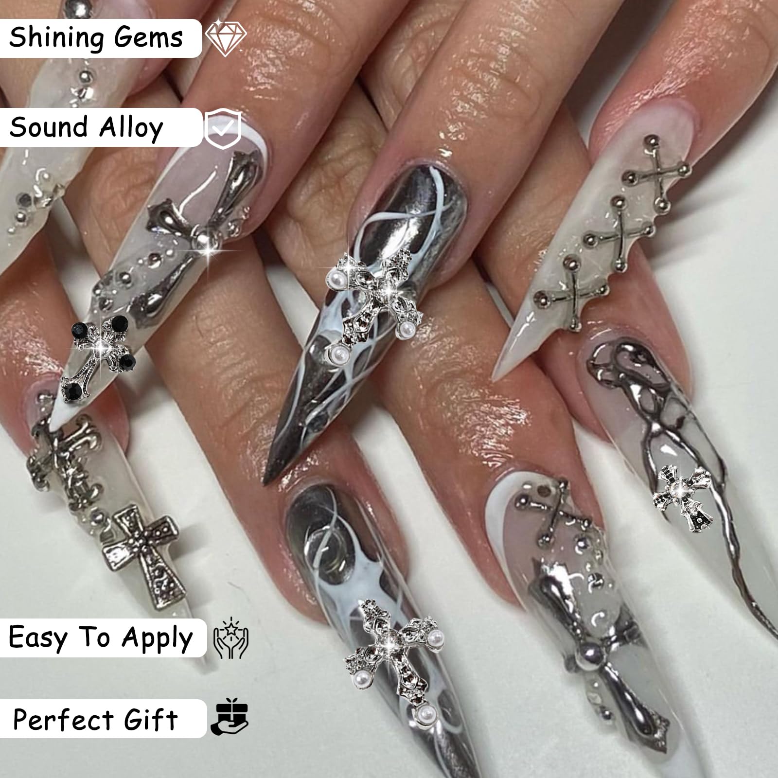 ZUMILLMN 3D metallic nail gems deliver durable shine for manicures