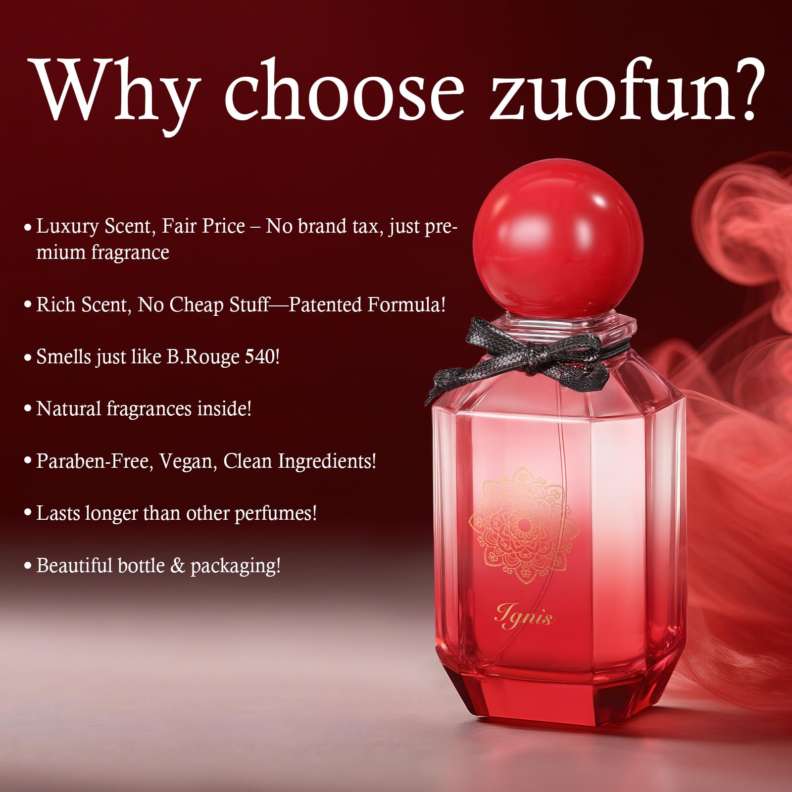 Zuofun No.9 EDP bottle closeup captures refined details and smooth finish.