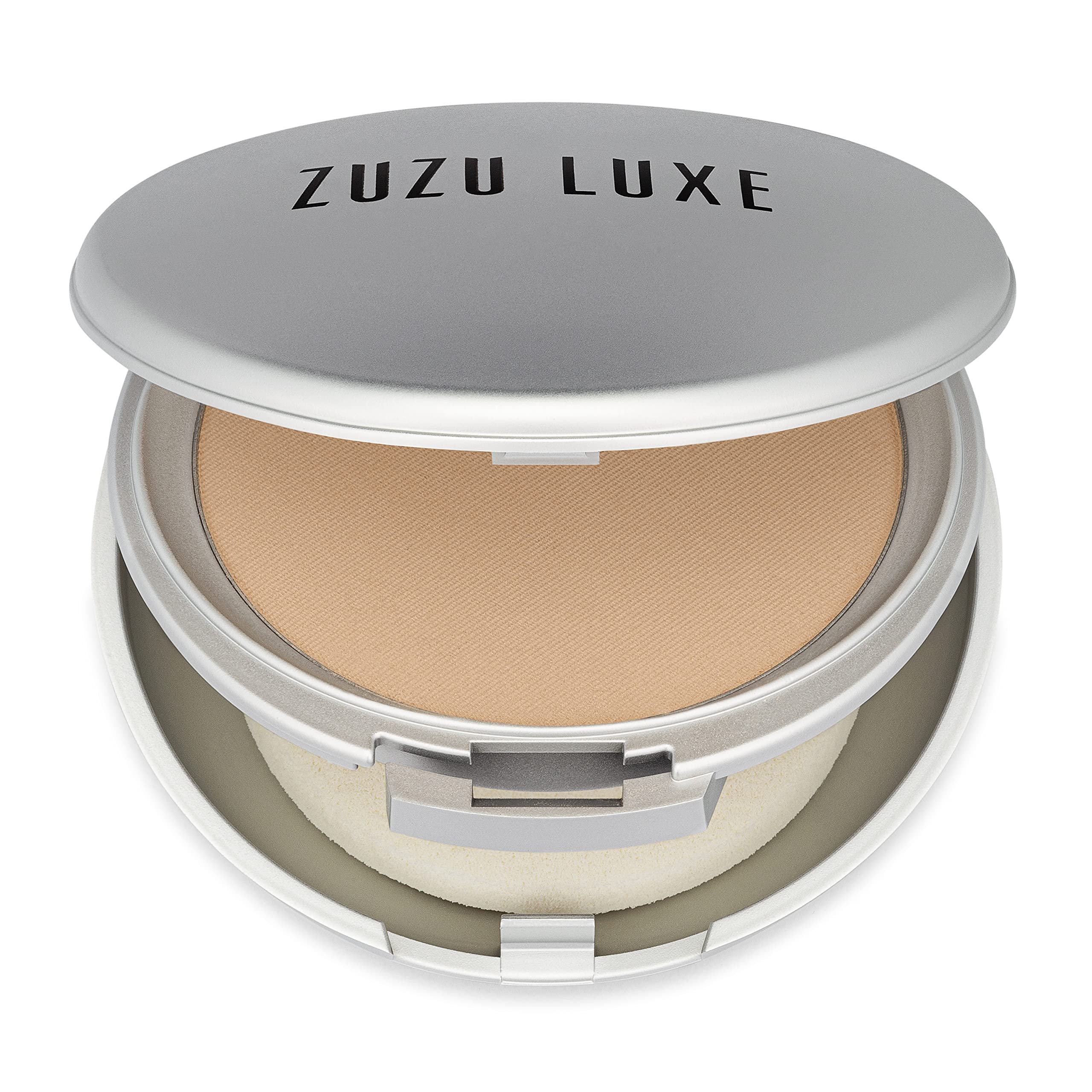 Zuzu Luxe Dual Powder Foundation D-7 compact close-up for shine control.