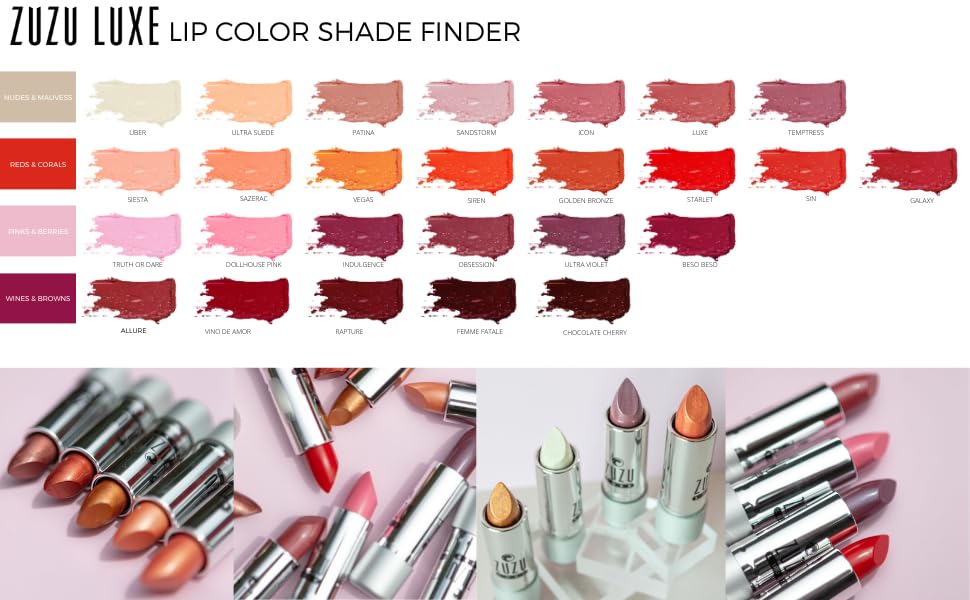 Zuzu Luxe formula enriched with jojoba and aloe moisturizes lips during daily activities.
