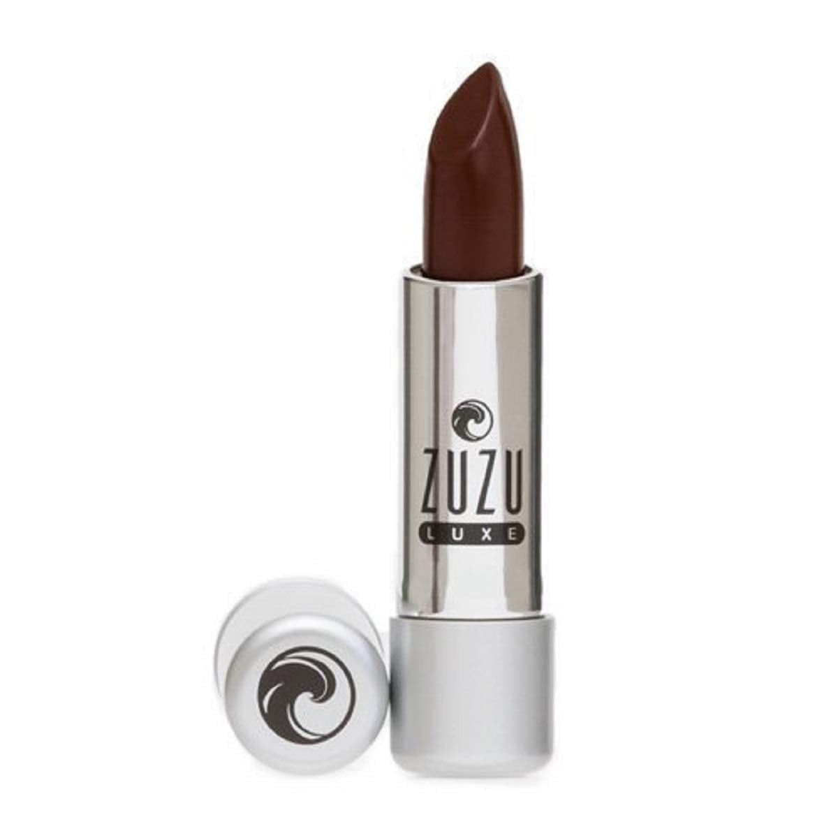 Zuzu Luxe Lip Color Chocolate Cherry on lips with creamy coating
