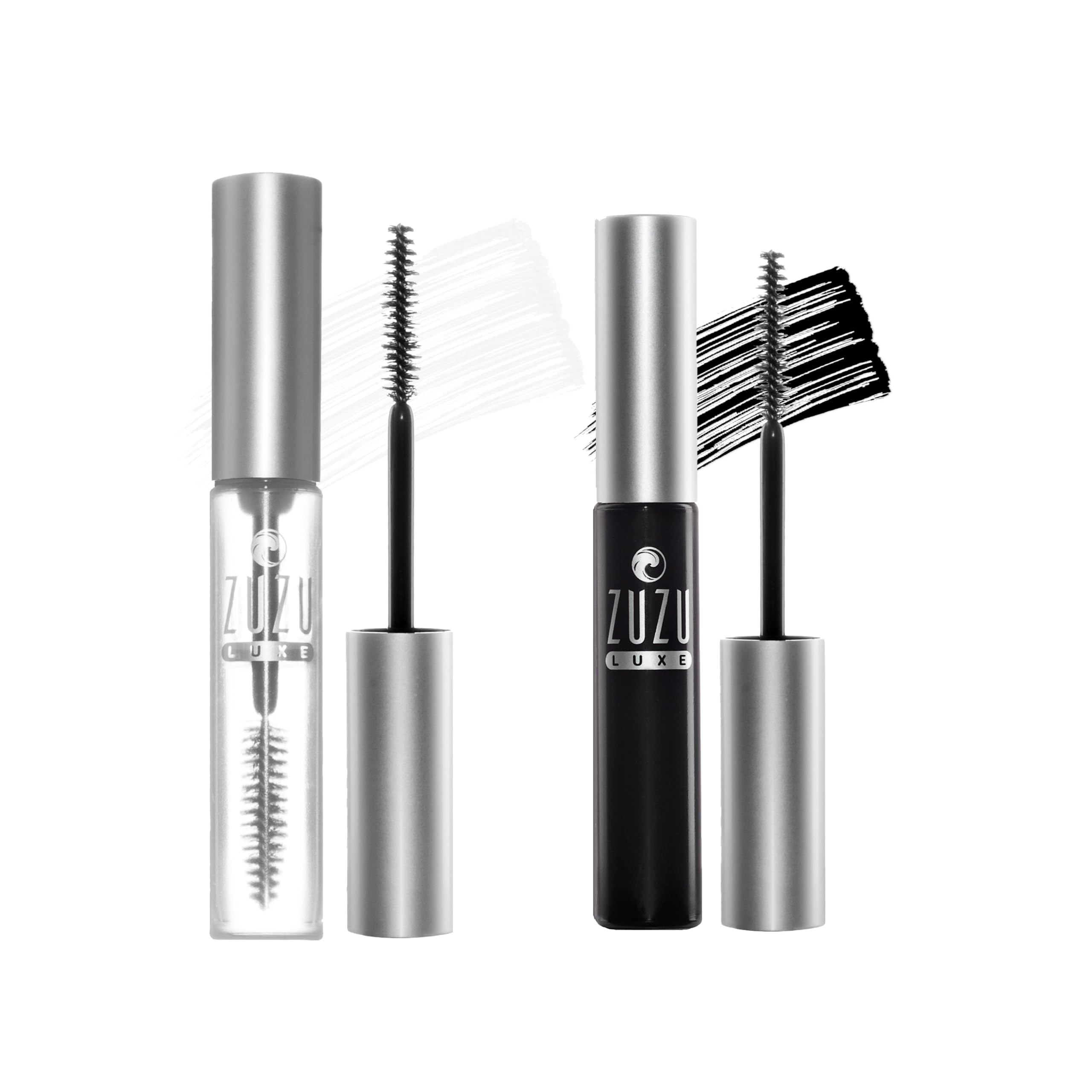 Zuzu Luxe Luxe Mascara Clear & Onyx Duo bottle showing dual-cap packaging for versatile looks.