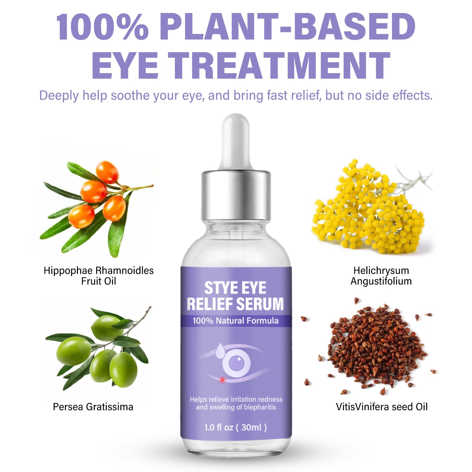 ZVBZVB Stye Eye Treatment natural extracts label highlighting plant-derived care. 