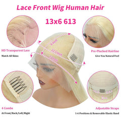 ZWJSH 613 200-density blonde lace-front wig delivers fuller look for confident styling.