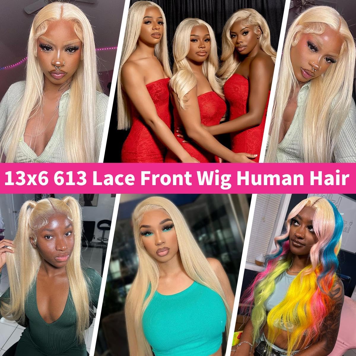 ZWJSH 613 straight blonde lace-front wig on model for everyday elegance.