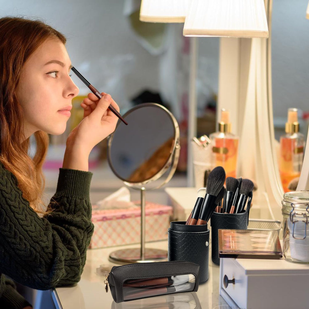 Zylsnice precise eye shadow brushes with wood handles for clean edges