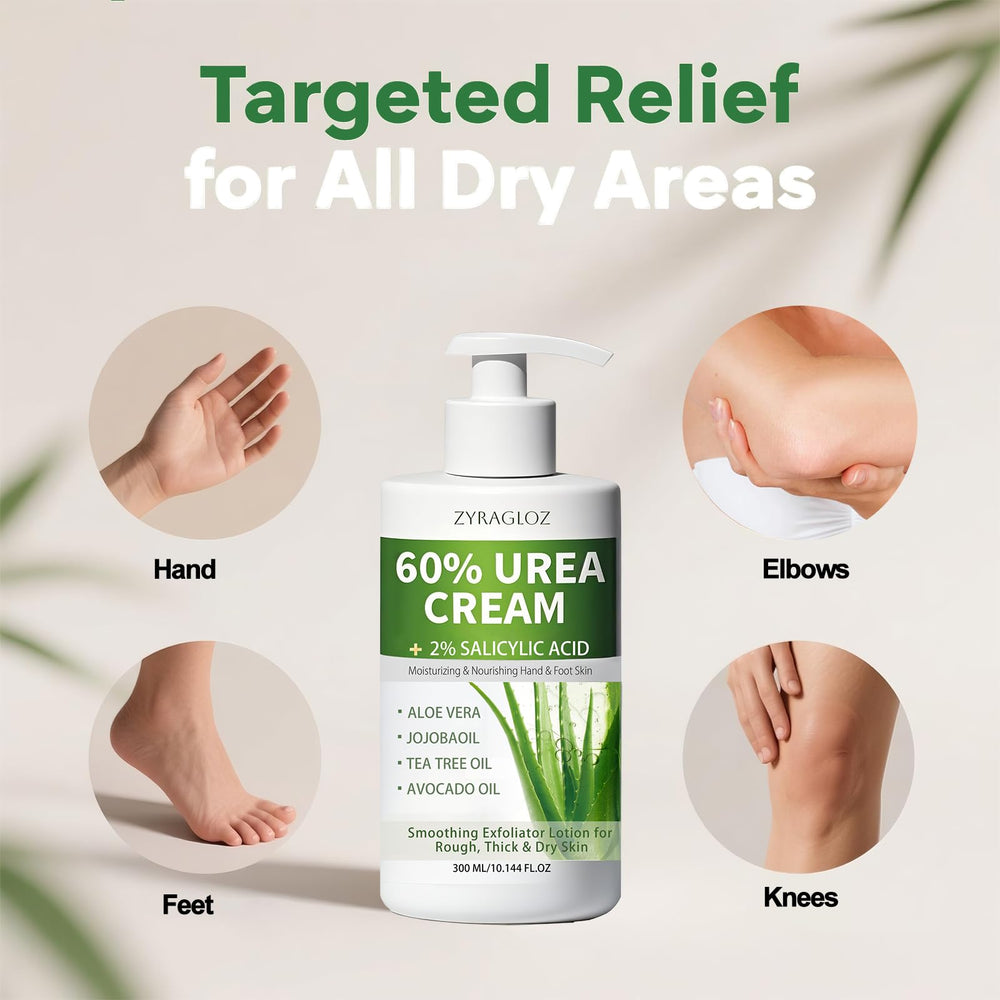 ZyraGloz exfoliating formula softens calluses and rough patches.