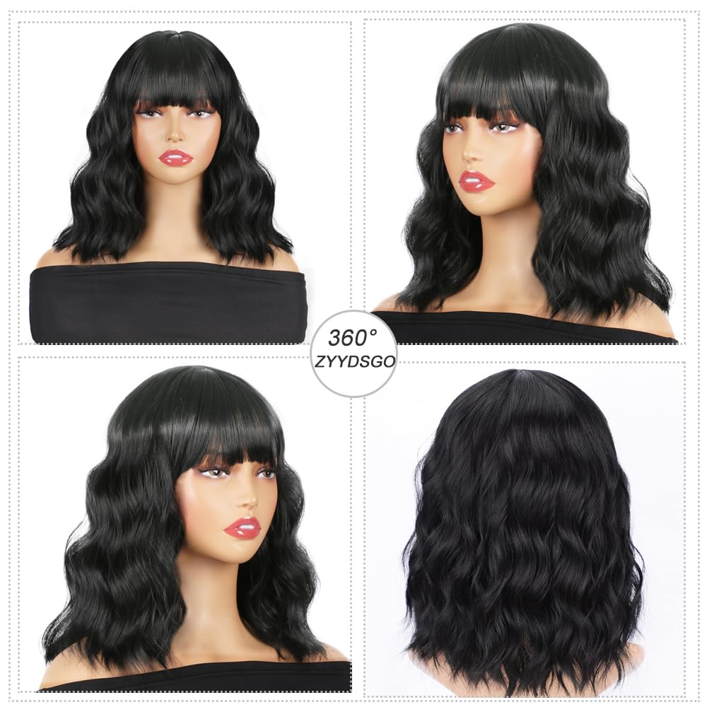 ZYYDSGO Bob-wavy wig adds face-framing charm for parties.