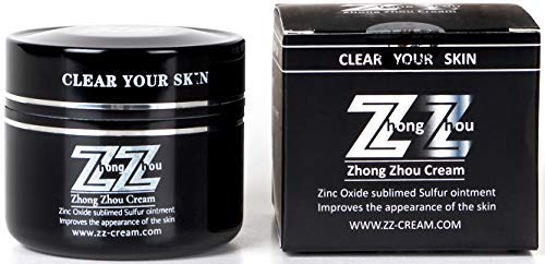 ZZ Cream bottle pour suggests relief for acne-prone skin and gentle rosacea support.
