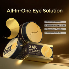 ZZILME 24k Gold Eye Patches box with 30 pairs ready for daily use.