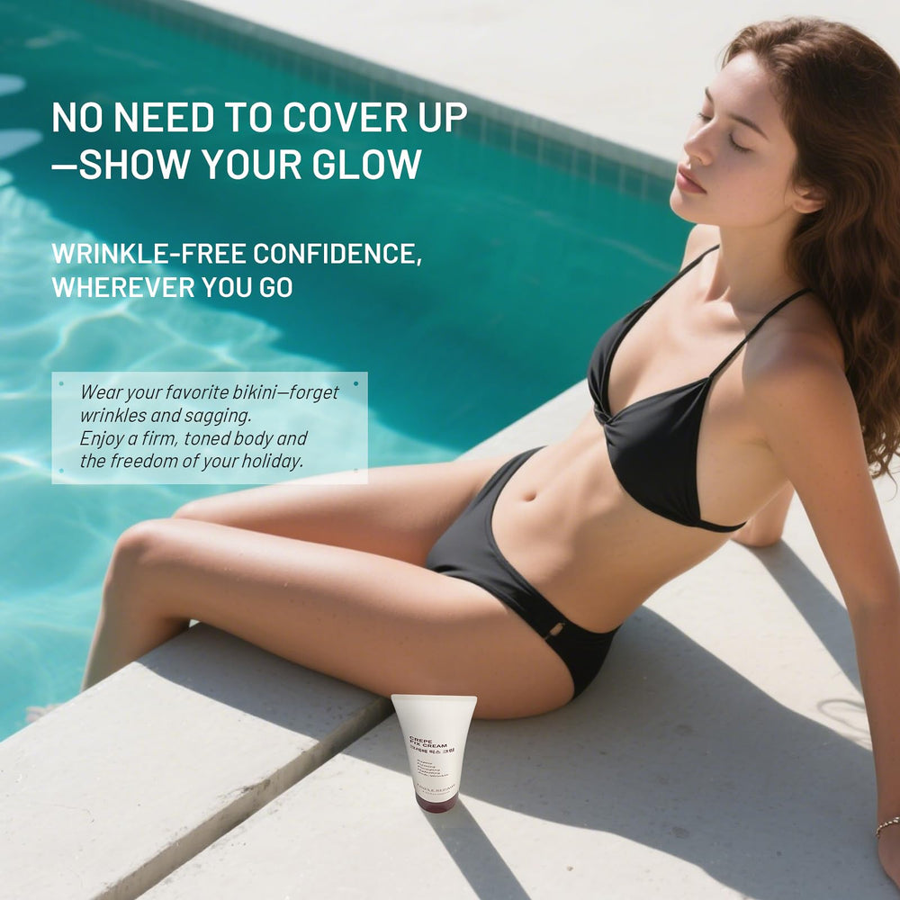 ZZILME Crepe Fix Cream on chest for smoother texture.
