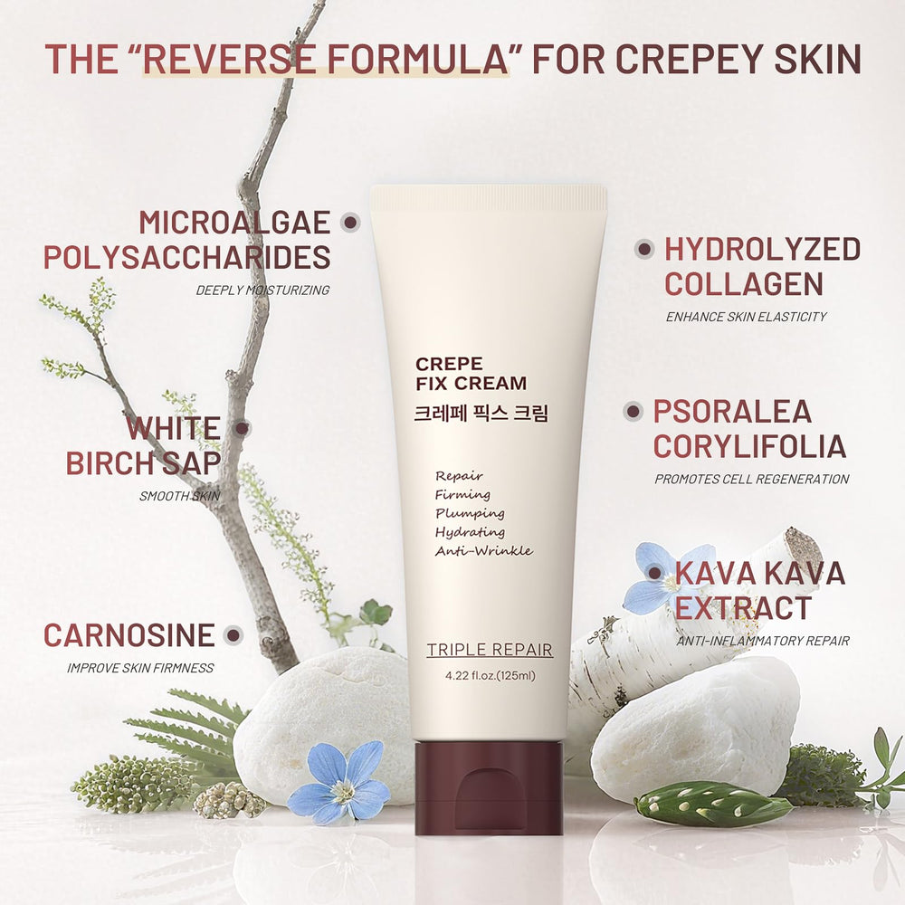 ZZILME Crepe Fix Cream on face for deep hydration and smoothing.