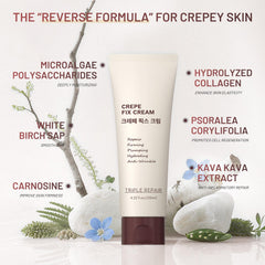 ZZILME Crepe Fix Cream on face for deep hydration and smoothing.