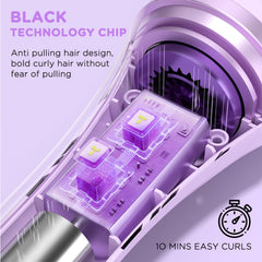 ZZR SEVEN tourmaline ceramic coating reduces frizz and protects hair during styling.