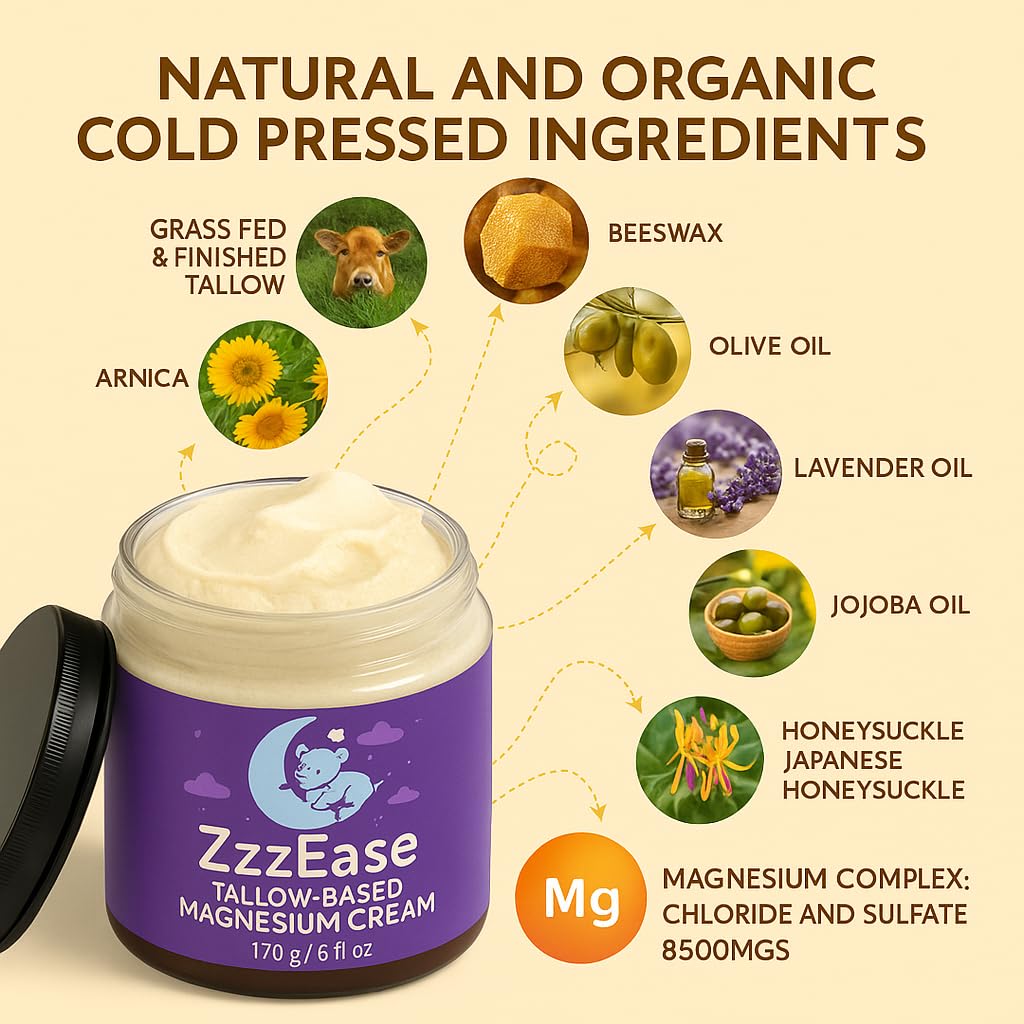 ZzzEase Magnesium Lotion close-up shows smooth absorption and non-greasy feel.