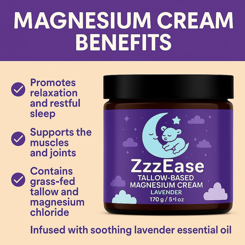 ZzzEase Magnesium Lotion made in USA label—trusted, clean ingredients.